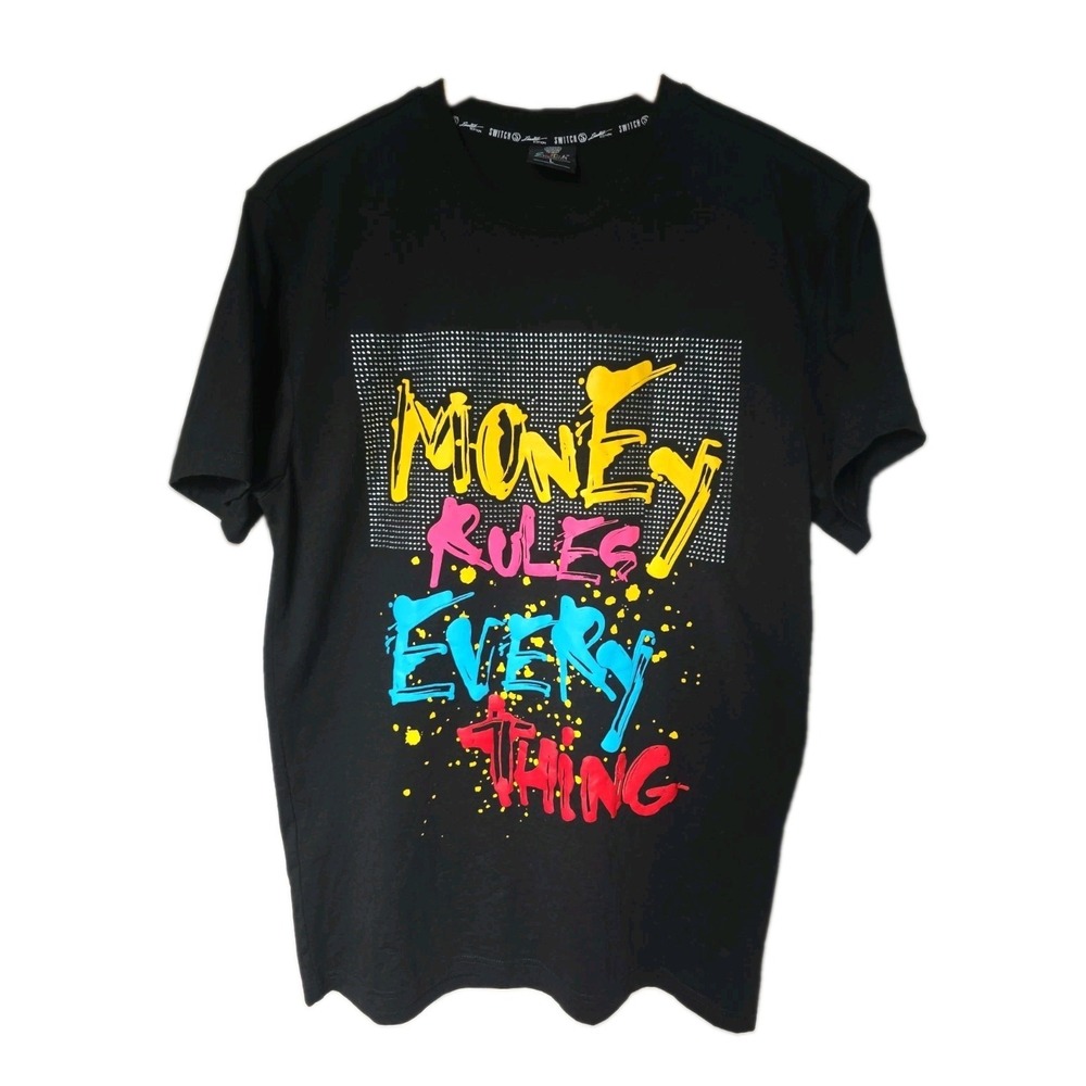 Switch Remarkable Men's Large T-Shirt Black Graphic Streetwear Urban Hip Hop Tee